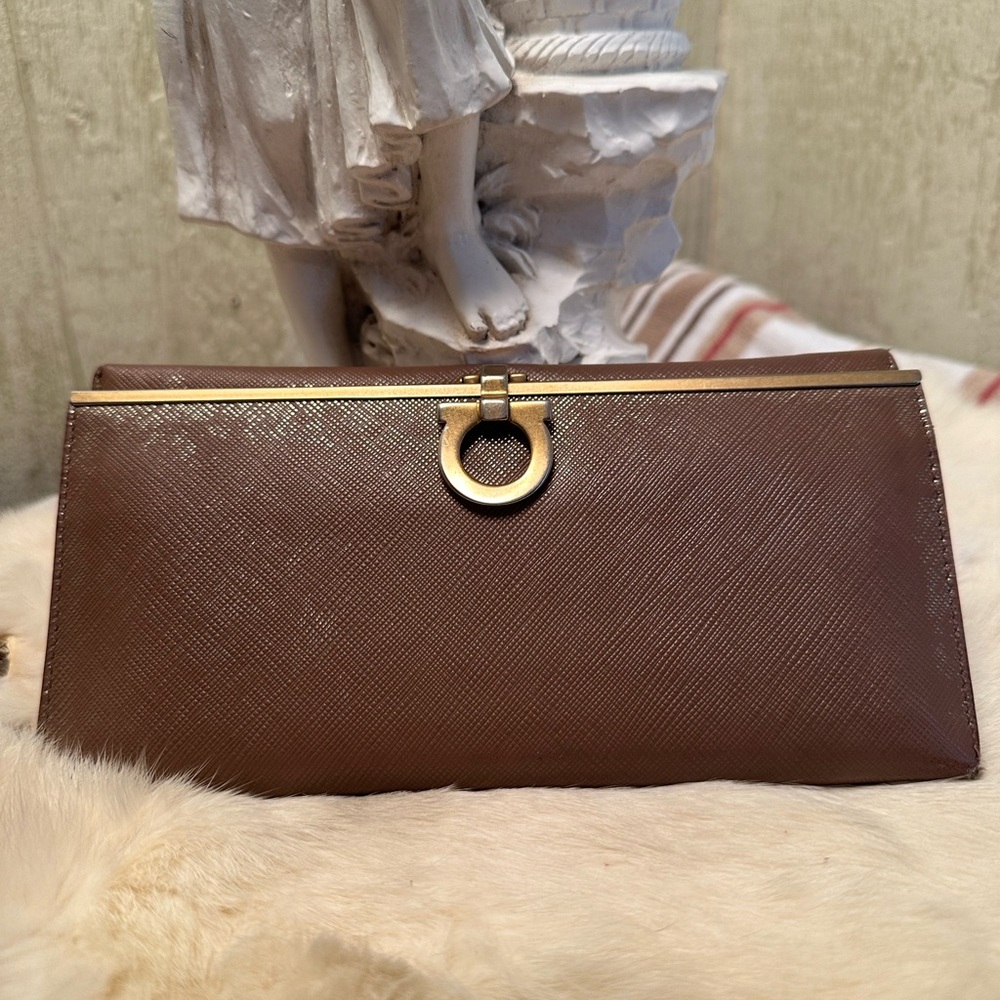Salvatore Ferragamo Shimmering Brown Long Wallet